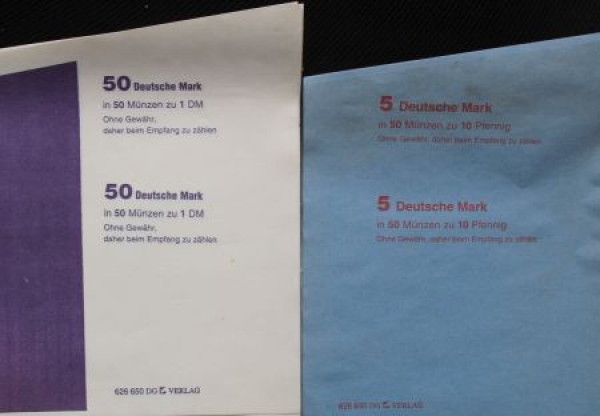 Deutsche Mark 1970 Coinrollpaper 50 Pfenning to 5 Mark sheeds each 3 pieces (1949)